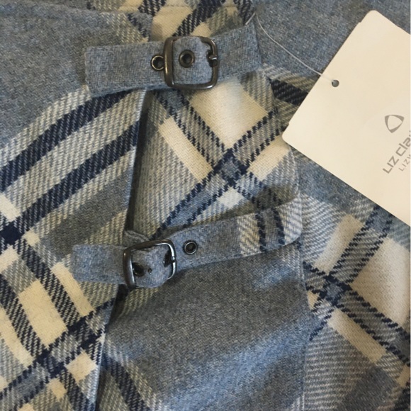 Liz Caiborne Womens Skirt 12 Nordic Blues Wool Blend Buckles Academia Wrap NWT - Picture 3 of 12